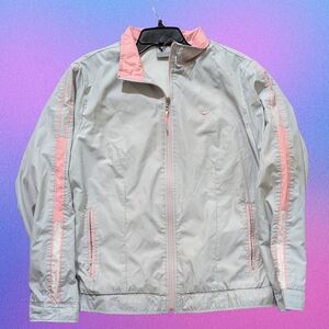 Nike Gray and Pink Windbreaker Jacket
